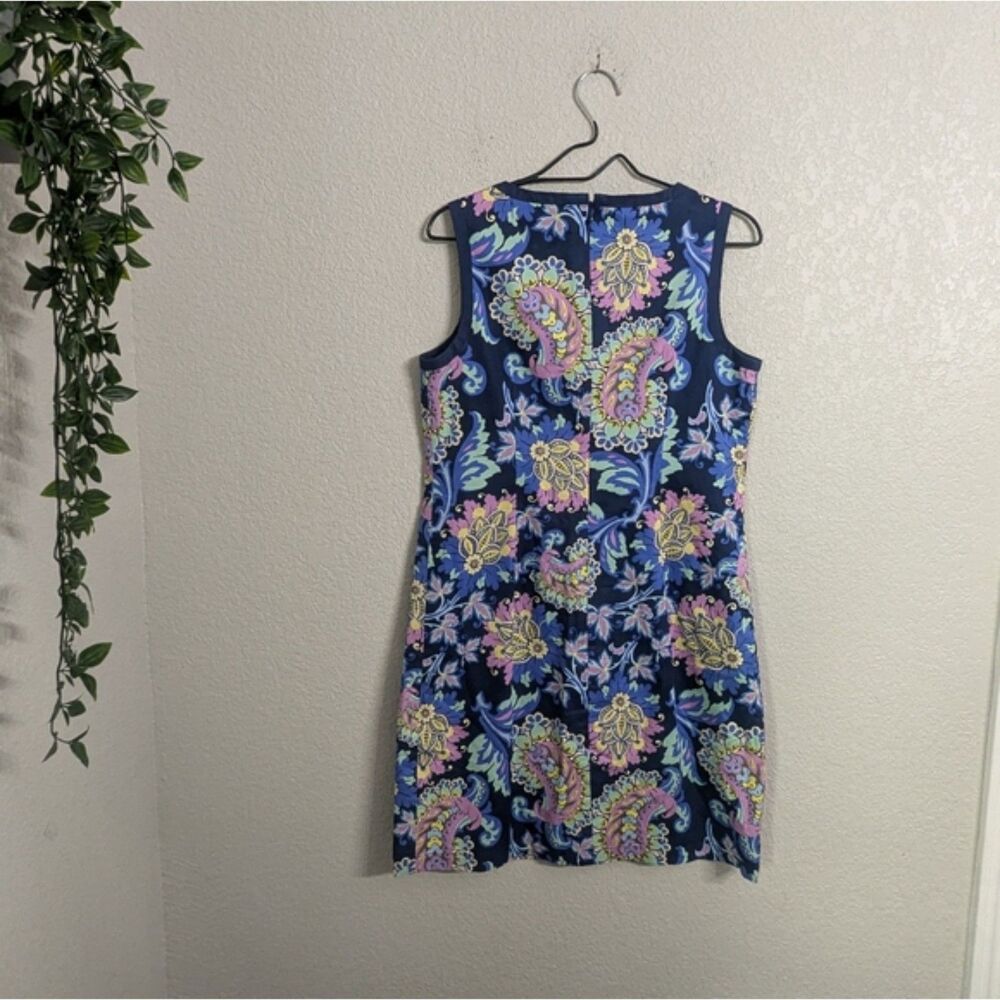 Talbots Blue Paisley Print Shift Dress Size 8 Sleeveless Brunch Cocktail Party - Picture 4 of 9